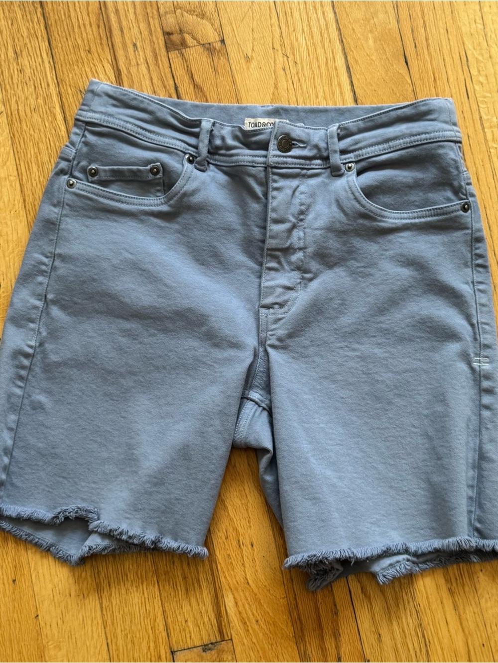 Toad&Co Light Blue Frayed Hem Bermuda Shorts
